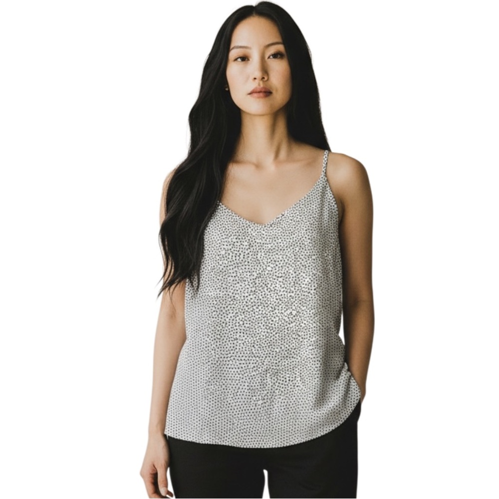 Mine for Anthropologie Women's Black White Polka Dots Camisole Tank Size Large